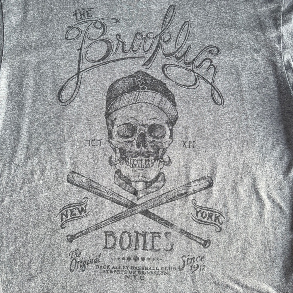 7th Inning Stretch Graphic Tee Brooklyn Bones Baseball Men's XL Heather Gray - Picture 3 of 6